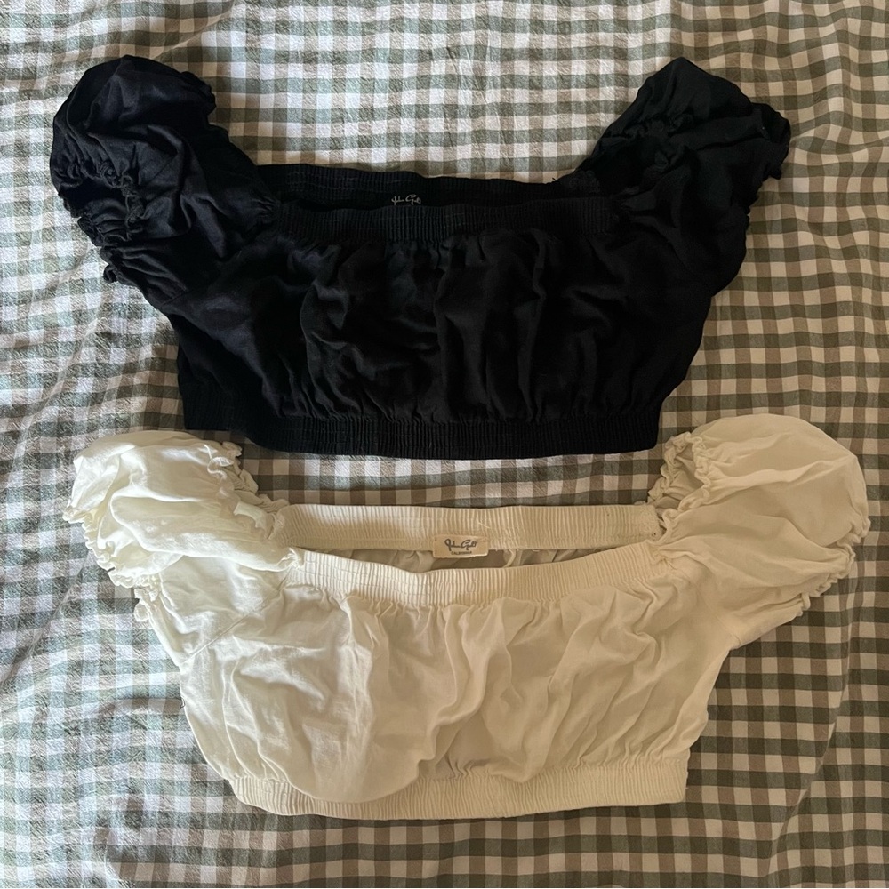 Puff Sleeve Bra Crop Top (2 Piece Set)